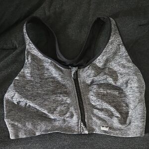 SHEFIT Heathered Black Zip-Front Sports Bra